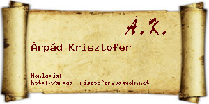 Árpád Krisztofer névjegykártya